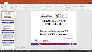 Financial Account N4 Part 1  Cash Flow Statements   Mr B P Ntombela [upl. by Eiramasil]