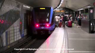 SL Tunnelbana tåg  Metro trains at TCentralen station part I Stockholm Sweden [upl. by Phionna]