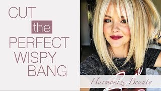 How to get the perfect wispy bangs  HarmonizeBeauty [upl. by Llewxam]