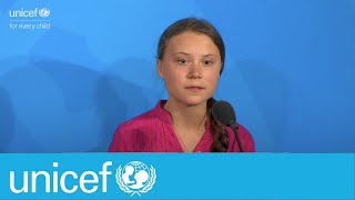 “How dare you” Greta Thunberg addresses UN Climate Summit  UNICEF [upl. by Cori922]