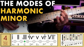 Demonstrating The Modes of Harmonic Minor MUSIC THEORY  SCALES [upl. by Rex]