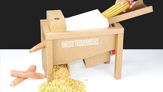 How To Make Mini Corn Thrasher Machine From Cardboard  DIY Corn Thresher [upl. by Atneuqal35]