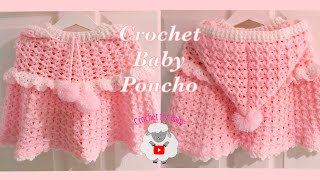 How to crochet baby poncho  hooded crochet cape  girls 6 months  35 years  Crochet for Baby 196 [upl. by Esilec]