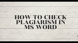 How to check plagiarism in word [upl. by Neu]