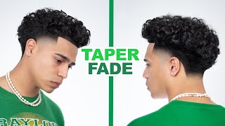 CURLY TAPER FADE HAIRCUT TUTORIAL [upl. by Eeralih841]