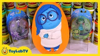 GIANT Play Doh Sadness Surprise Egg with Inside Out Toys Fear amp from Disney Pixar [upl. by Tnayrb]