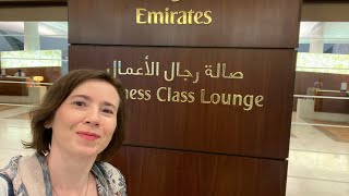 Amazing Emirates Business Class Lounge in Dubai [upl. by Kcirdlek]