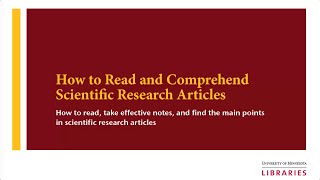 Tutorial How to Read and Comprehend Scientific Research Articles [upl. by Milone93]