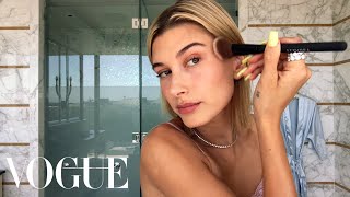 Hailey Bieber’s 5Step Guide to Faking a California Glow  Beauty Secrets  Vogue [upl. by Adnohsek733]