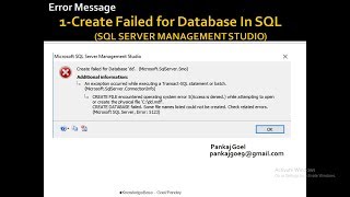 1 Error Message Create Failed Database in SQL [upl. by Nuahc]