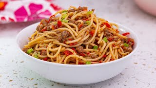 MINCED MEAT SPAGHETTI  MINCED MEAT PASTA  SPAGHETTI MINCE  THE KITCHEN MUSE [upl. by Anchie]