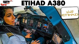 ETIHAD AIRBUS A380 Takeoff Abu Dhabi  Flight Deck GoPro View [upl. by Ajar]