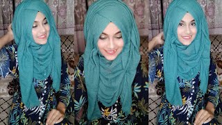 Criss Cross Easy amp Simple party hijab tutorial  Full coverage criss cross hijab  Noshin Nower [upl. by Alyose]