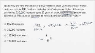 Data inferences — Basic example  Math  SAT  Khan Academy [upl. by Baram]