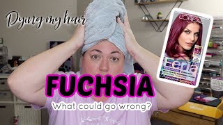 DYING MY HAIR FUCHSIA LOREAL 622 FUCHSIACHA [upl. by Waverley]