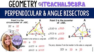 Geometry  Perpendicular Bisectors and Angle Bisectors Circumcenter and Incenter [upl. by Tnahsarp]