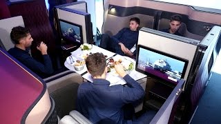 Qatar Airways’ new business class seats convert into a double bed  CNBC International [upl. by Aneehsram]