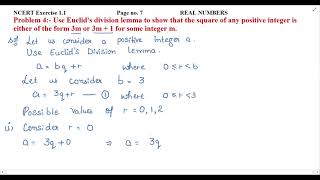 Use Euclids division lemma to show that the square of any positive integer is either of the form [upl. by Brittani585]