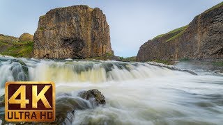 4K Waterfall  5 Hours Running Water White Noise  Nature Relaxation Video  Palouse Falls [upl. by Hsiekal]