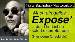 Tip 2 Bachelorarbeit Masterarbeit Checkliste Expose [upl. by Zeus]