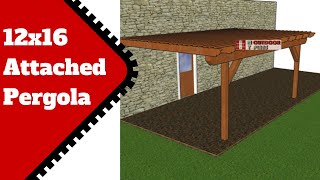 12x16 Attached Pergola Plans  DIY Patio Cover [upl. by Barbarese]