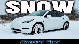 Tesla Model Y Tested in DEEP Snow [upl. by Murdocca969]