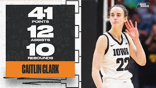 Caitlin Clark Historic 40point tripledouble in Elite Eight [upl. by Sremmus]