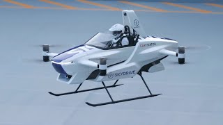 Toyotas SkyDrive  the 1st human piloted quotdronequot is here [upl. by Delanos]