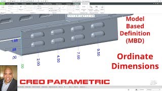 Creo Parametric  Ordinate Dimensions  Model Based Definition MBD [upl. by Manas]