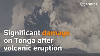 Significant damage on Tonga after volcanic eruption [upl. by Hayn]