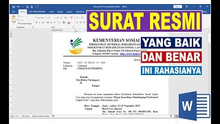 Cara Membuat Surat Resmi Yang Baik dan Benar di Microsoft Word [upl. by Arahsat]