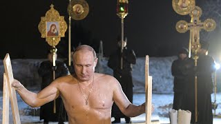 Russian president Vladimir Putin braves subzero lake to mark Orthodox Epiphany [upl. by Affer]