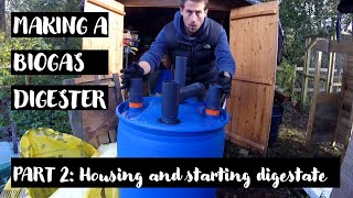 Making a biogas digester PART II  housing and starter digesate  off grid gas [upl. by Virgilio837]