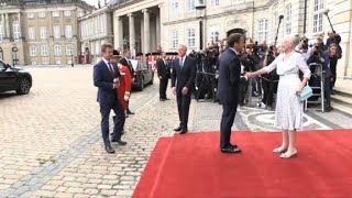 Macron couple welcomed at Amalienborg Palace [upl. by Novello]